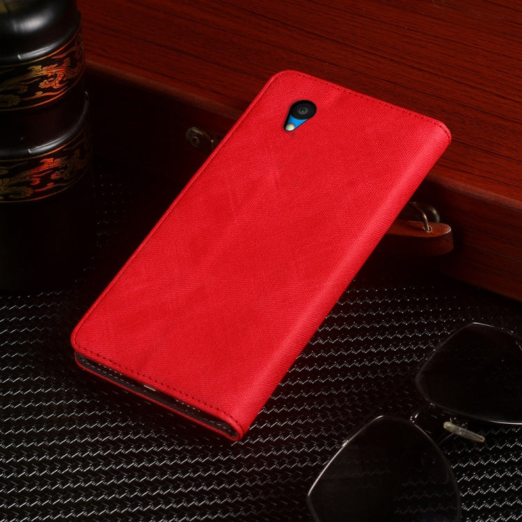 For Alcatel 1 2021 Cloth Texture Retro Horizontal Flip PU Leather Shockproof Case with Holder & Card Slot