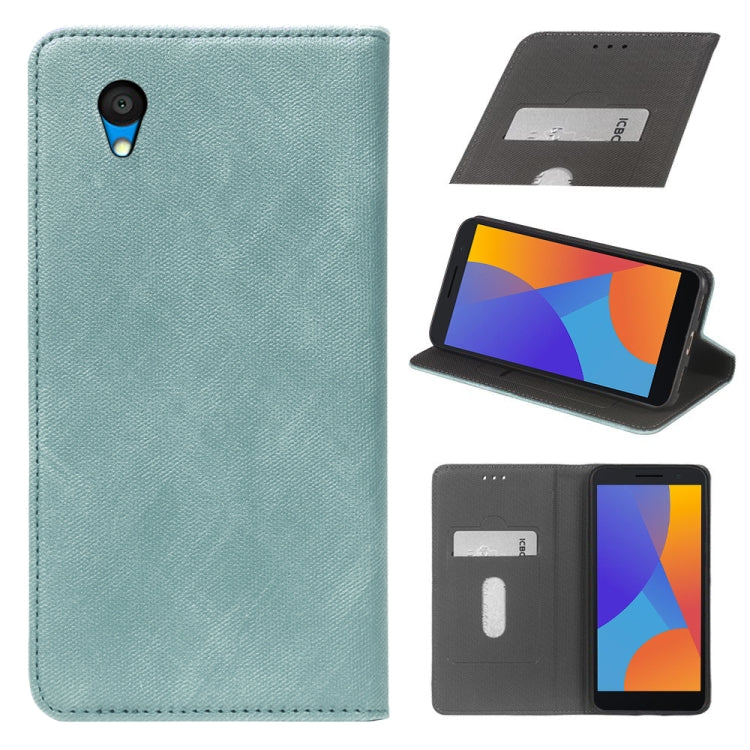 For Alcatel 1 2021 Cloth Texture Retro Horizontal Flip PU Leather Shockproof Case with Holder & Card Slot