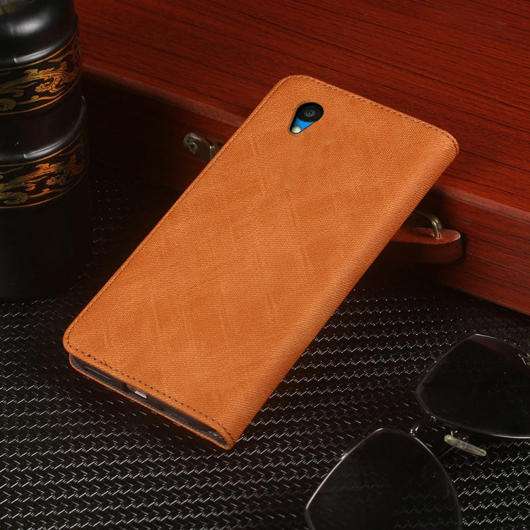 For Alcatel 1 2021 Cloth Texture Retro Horizontal Flip PU Leather Shockproof Case with Holder & Card Slot