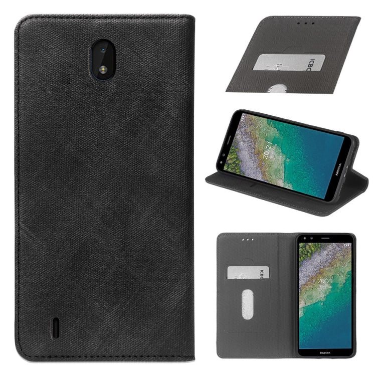 For Nokia C01 Plus Cloth Texture Retro Horizontal Flip PU Leather Shockproof Case with Holder & Card Slot
