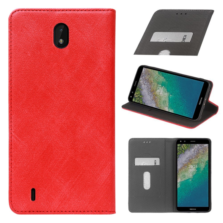 For Nokia C01 Plus Cloth Texture Retro Horizontal Flip PU Leather Shockproof Case with Holder & Card Slot