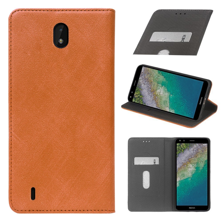 For Nokia C01 Plus Cloth Texture Retro Horizontal Flip PU Leather Shockproof Case with Holder & Card Slot