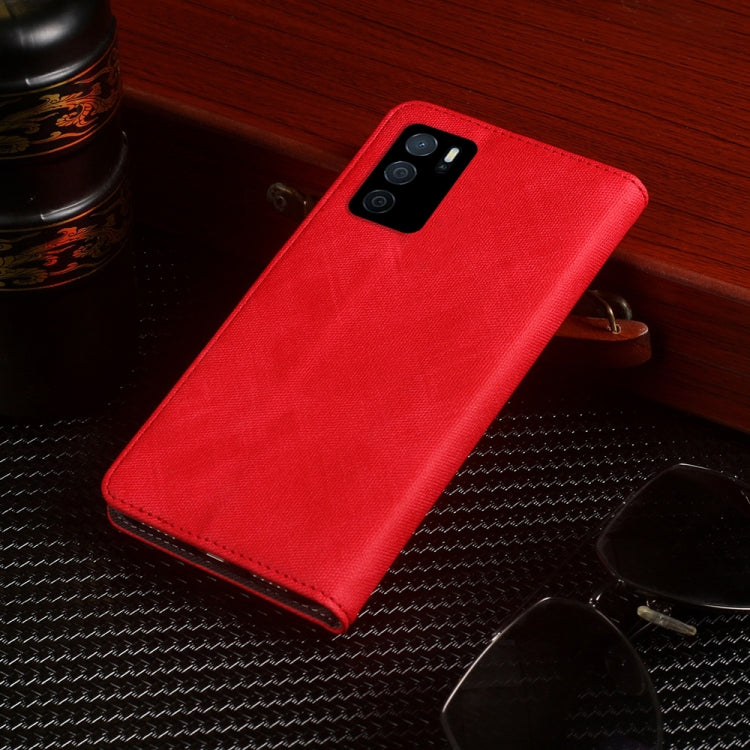For OPPO A16 Cloth Texture Retro Horizontal Flip Leather Phone Case