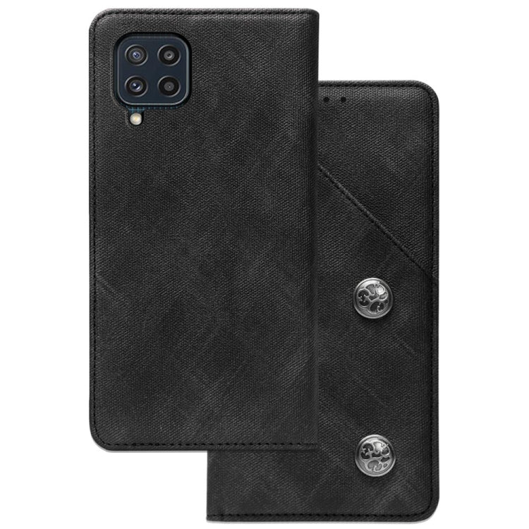 For Samsung Galaxy M32 Cloth Texture Retro Horizontal Flip PU Leather Shockproof Case with Holder & Card Slot