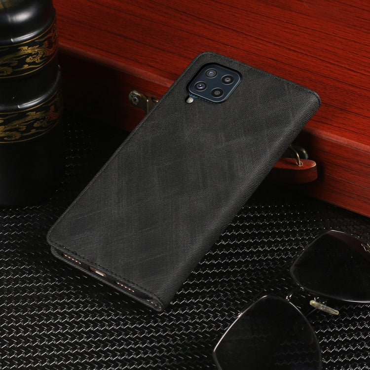 For Samsung Galaxy M32 Cloth Texture Retro Horizontal Flip PU Leather Shockproof Case with Holder & Card Slot