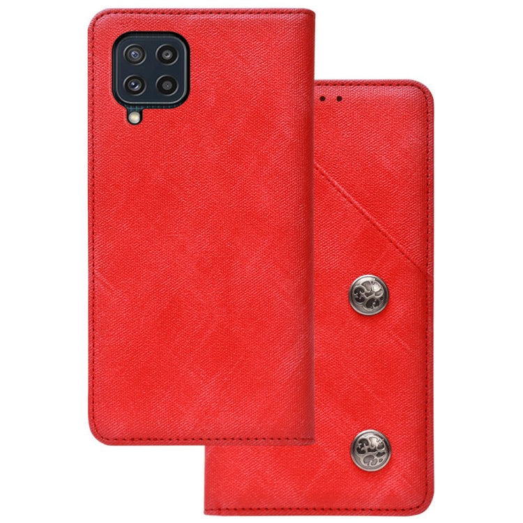 For Samsung Galaxy M32 Cloth Texture Retro Horizontal Flip PU Leather Shockproof Case with Holder & Card Slot