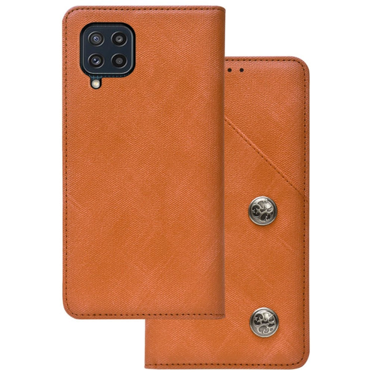 For Samsung Galaxy M32 Cloth Texture Retro Horizontal Flip PU Leather Shockproof Case with Holder & Card Slot