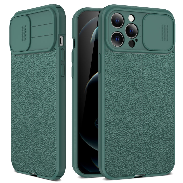 For iPhone 11 Pro Litchi Texture Sliding Camshield TPU Protective Case