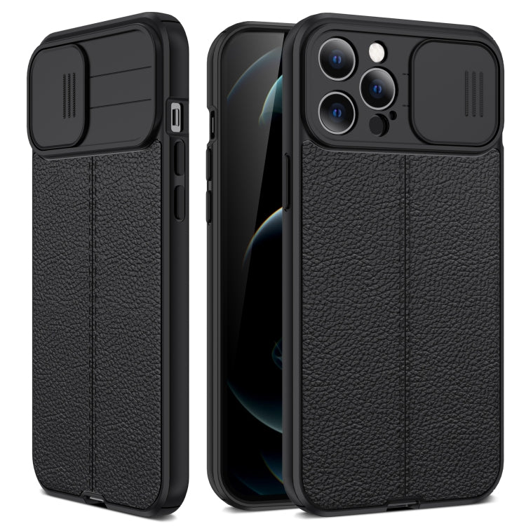 For iPhone 11 Pro Max Litchi Texture Sliding Camshield TPU Protective Case