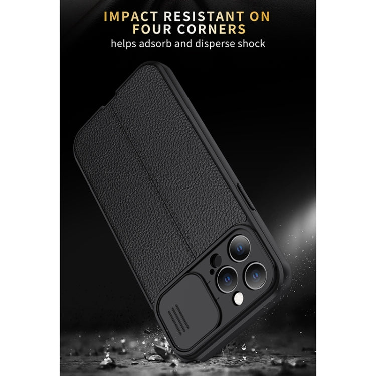 For iPhone 12 Litchi Texture Sliding Camshield TPU Protective Case