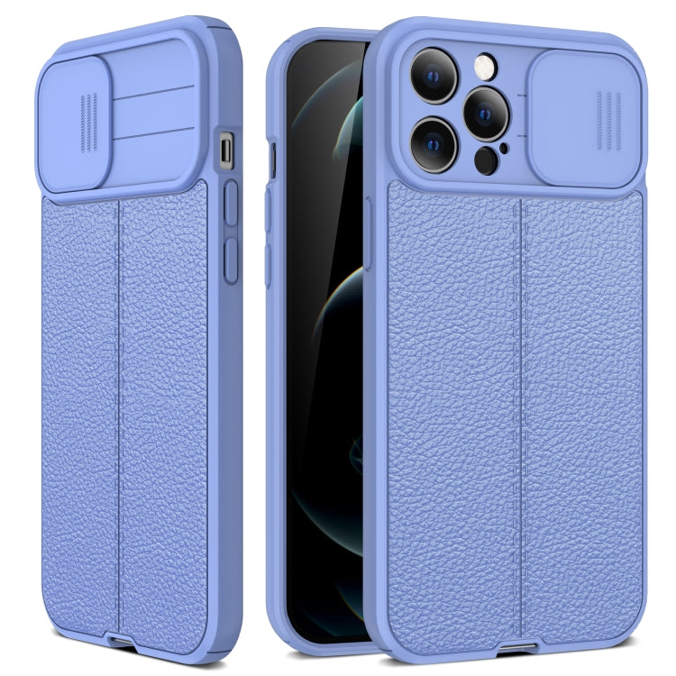For iPhone 12 Pro Litchi Texture Sliding Camshield TPU Protective Case