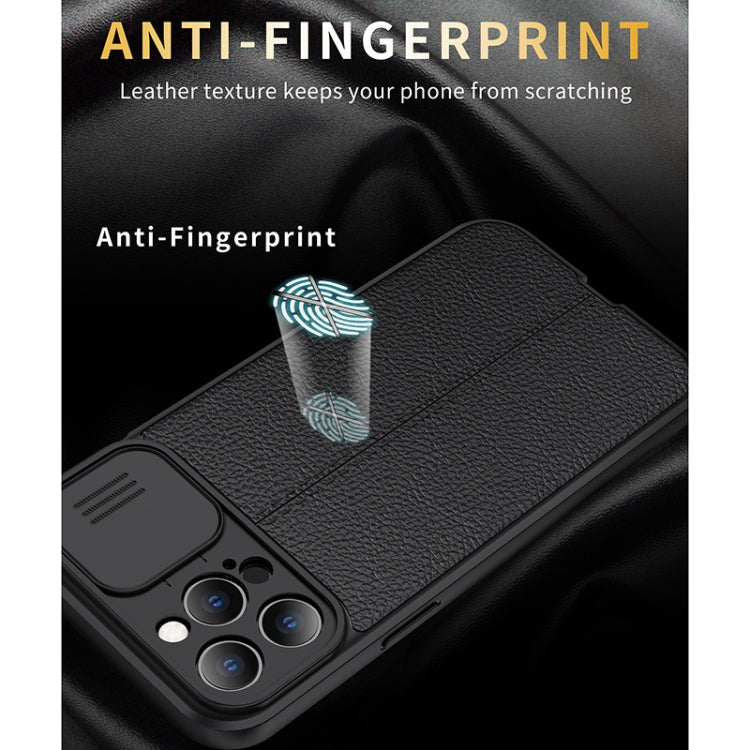 For iPhone 12 Pro Litchi Texture Sliding Camshield TPU Protective Case