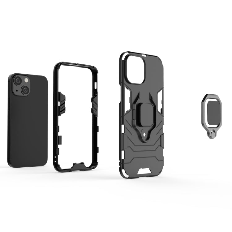 For iPhone 13 mini Shockproof PC + TPU Protective Case with Magnetic Ring Holder