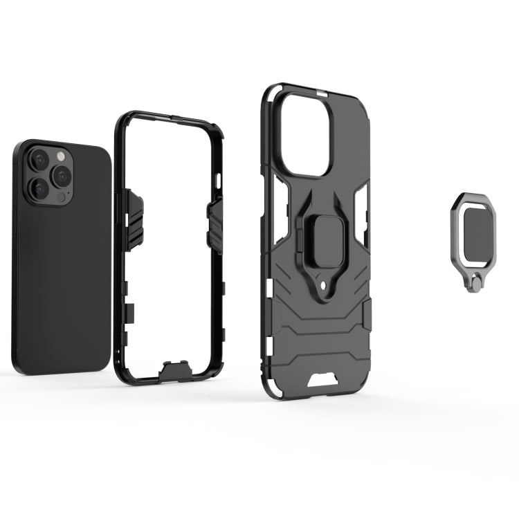 For iPhone 13 Pro Shockproof PC + TPU Protective Case with Magnetic Ring Holder