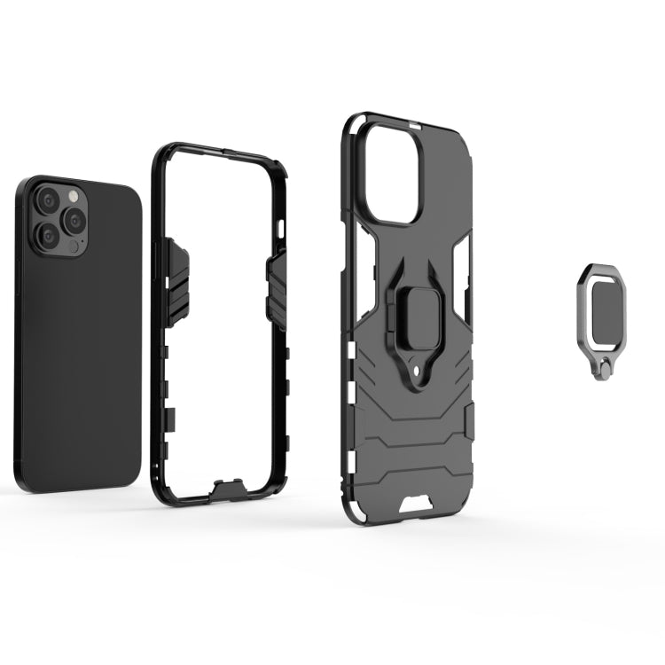 For iPhone 13 Pro Max Shockproof PC + TPU Protective Case with Magnetic Ring Holder