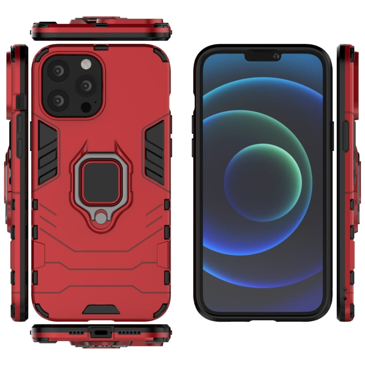 For iPhone 13 Pro Max Shockproof PC + TPU Protective Case with Magnetic Ring Holder