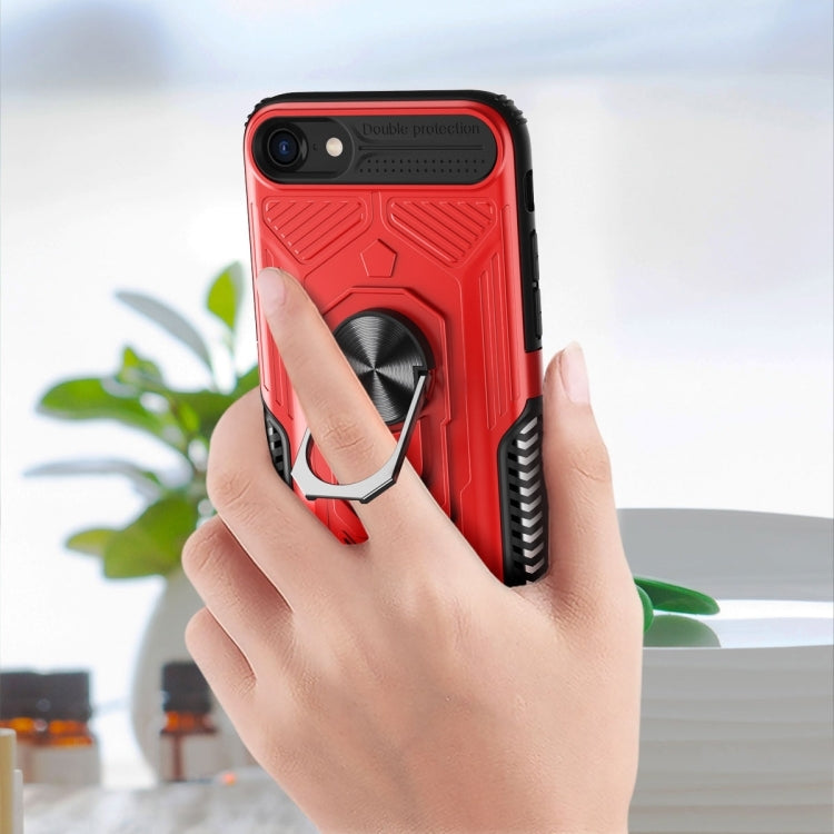 For iPhone SE 2022 / SE 2020 / 8 / 7 10 PCS Shield Armor PC+TPU Protective Case with 360 Degree Rotation Ring Holder