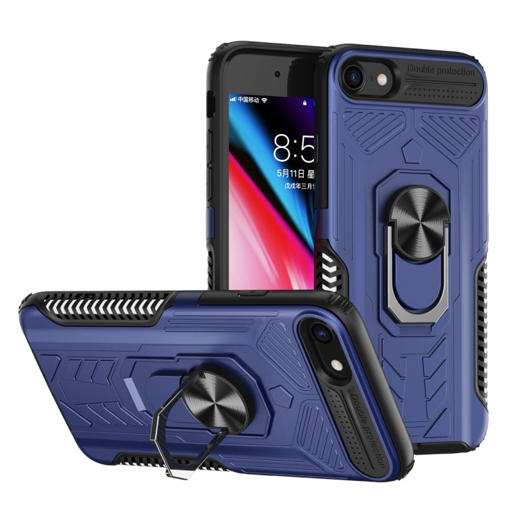 For iPhone SE 2022 / SE 2020 / 8 / 7 10 PCS Shield Armor PC+TPU Protective Case with 360 Degree Rotation Ring Holder