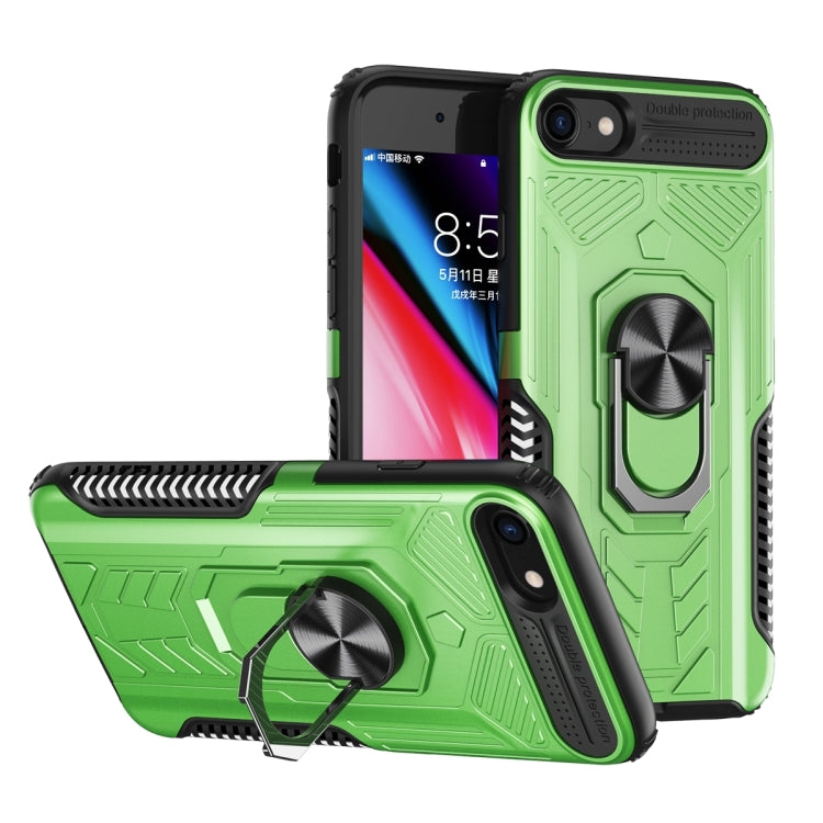 For iPhone SE 2022 / SE 2020 / 8 / 7 10 PCS Shield Armor PC+TPU Protective Case with 360 Degree Rotation Ring Holder
