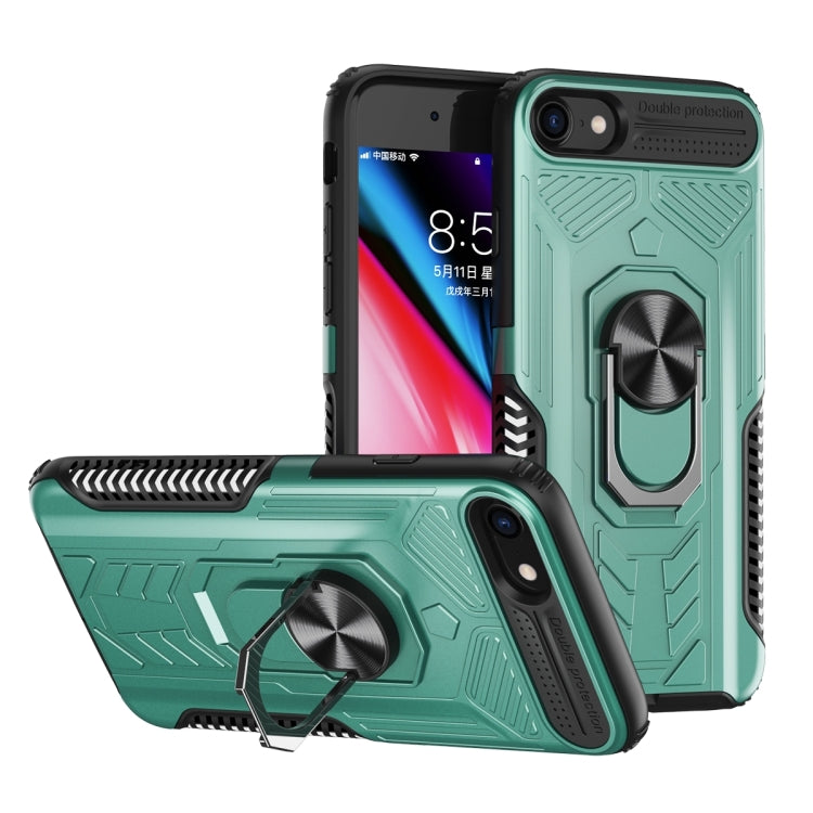 For iPhone SE 2022 / SE 2020 / 8 / 7 10 PCS Shield Armor PC+TPU Protective Case with 360 Degree Rotation Ring Holder