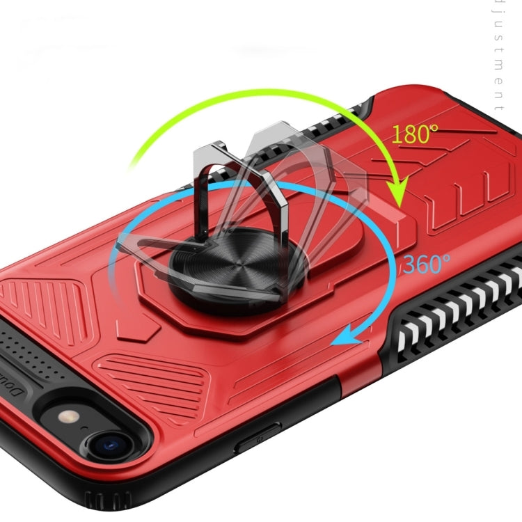 For iPhone SE 2022 / SE 2020 / 8 / 7 10 PCS Shield Armor PC+TPU Protective Case with 360 Degree Rotation Ring Holder