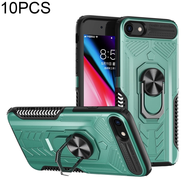 10 PCS Shield Armor PC+TPU Protective Case with 360 Degree Rotation Ring Holder For iPhone 8 Plus / 7 Plus