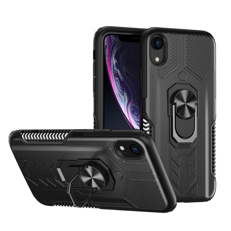 For iPhone X / XS 10 PCS Shield Armor PC+TPU Protective Case with 360 Degree Rotation Ring Holder