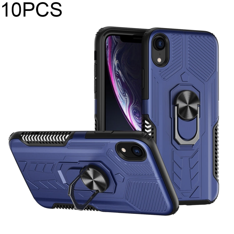 For iPhone X / XS 10 PCS Shield Armor PC+TPU Protective Case with 360 Degree Rotation Ring Holder