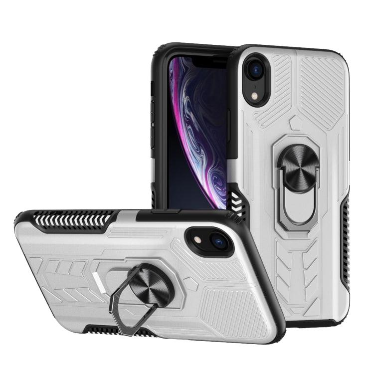 For iPhone XR 10 PCS Shield Armor PC+TPU Protective Case with 360 Degree Rotation Ring Holder