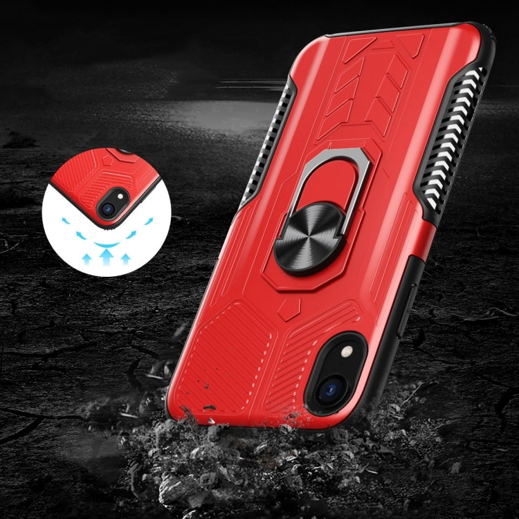 For iPhone XR 10 PCS Shield Armor PC+TPU Protective Case with 360 Degree Rotation Ring Holder