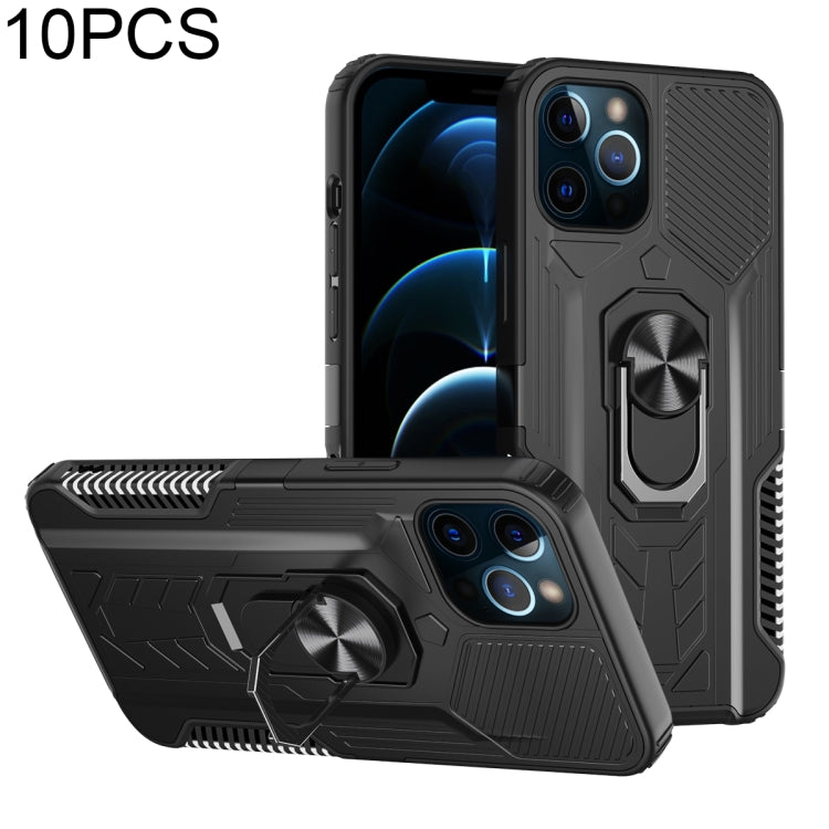 For iPhone 11 10 PCS Shield Armor PC+TPU Protective Case with 360 Degree Rotation Ring Holder