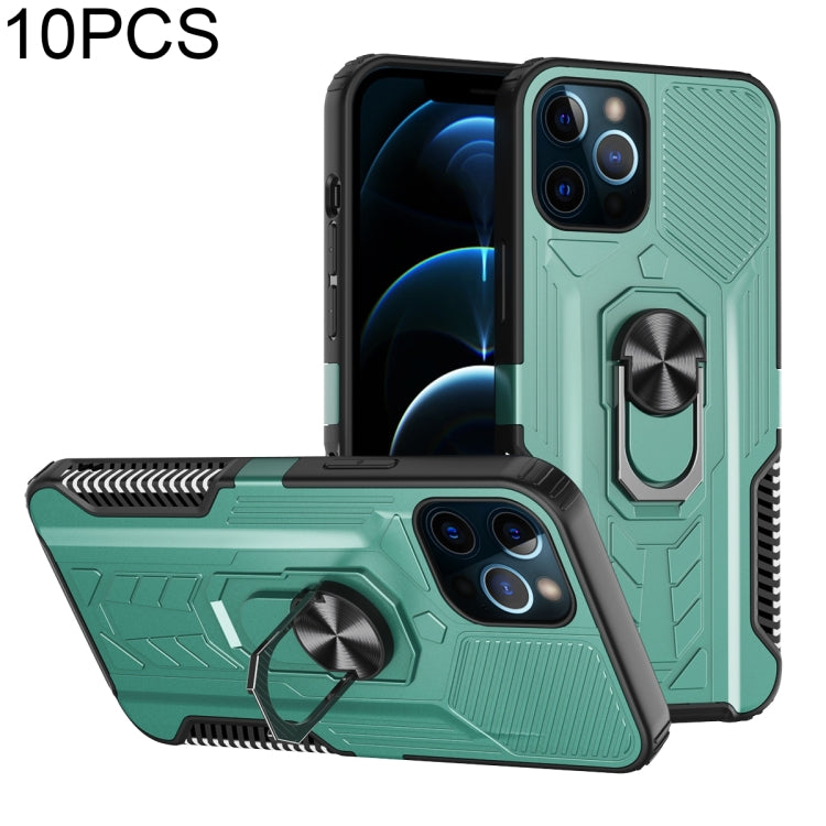 For iPhone 11 Pro 10 PCS Shield Armor PC+TPU Protective Case with 360 Degree Rotation Ring Holder