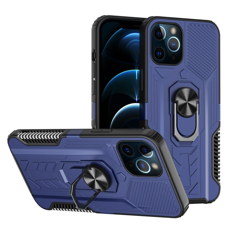 For iPhone 12 / 12 Pro 10 PCS Shield Armor PC+TPU Protective Case with 360 Degree Rotation Ring Holder