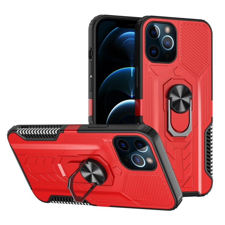 For iPhone 12 Pro Max 10 PCS Shield Armor PC+TPU Protective Case with 360 Degree Rotation Ring Holder