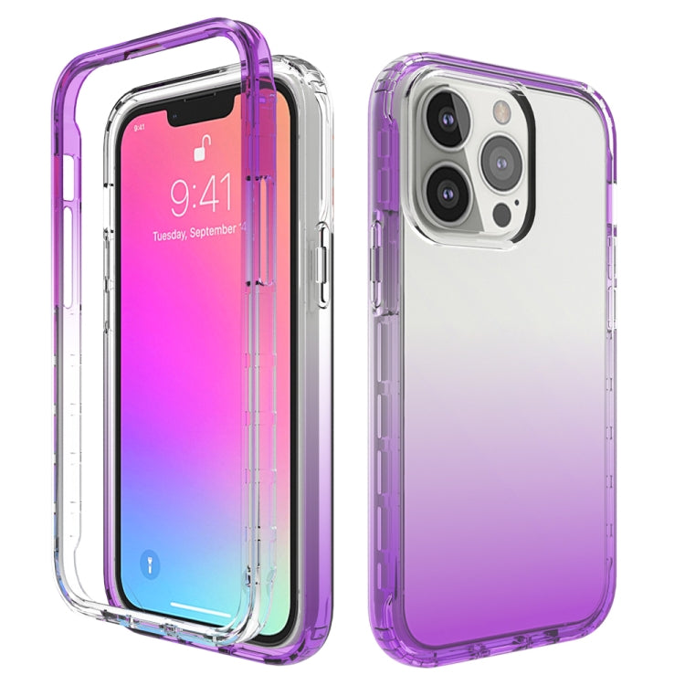 For iPhone 13 Pro Shockproof High Transparency Two-color Gradual Change PC+TPU Candy Colors Protective Case