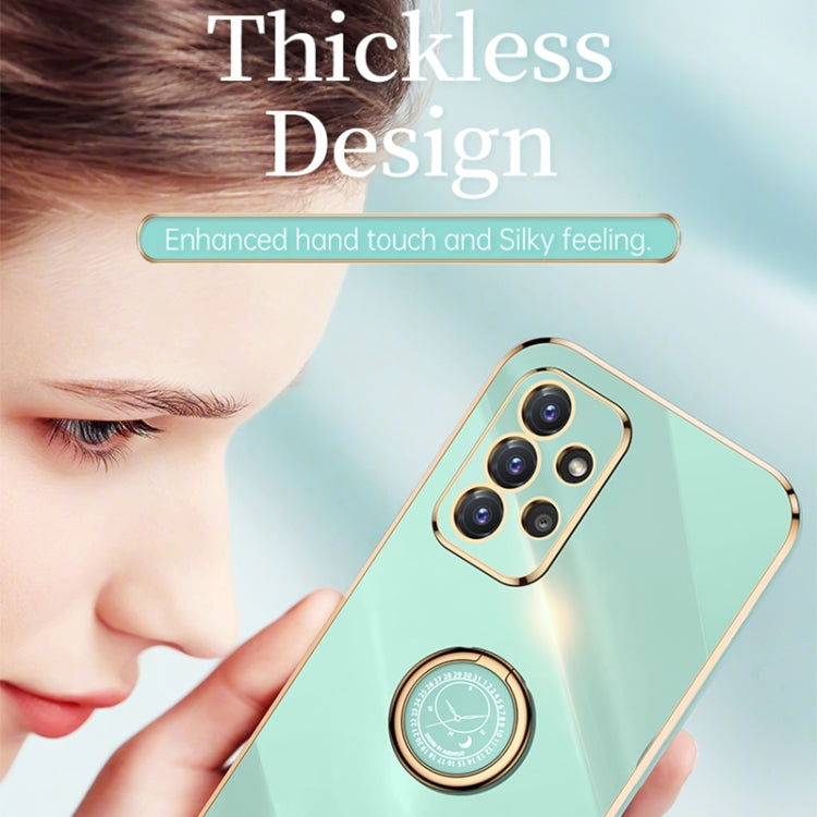 For Samsung Galaxy A72 5G XINLI Straight 6D Plating Gold Edge TPU Shockproof Case with Ring Holder