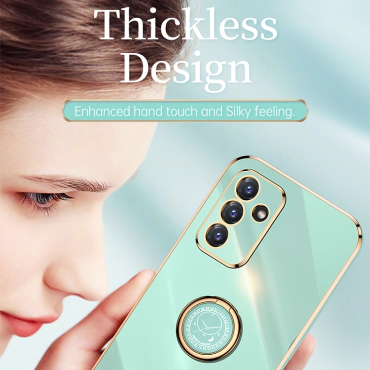 For Samsung Galaxy A82 5G XINLI Straight 6D Plating Gold Edge TPU Shockproof Case with Ring Holder