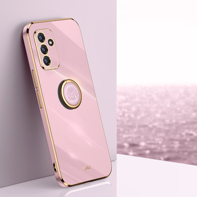 For Samsung Galaxy A82 5G XINLI Straight 6D Plating Gold Edge TPU Shockproof Case with Ring Holder