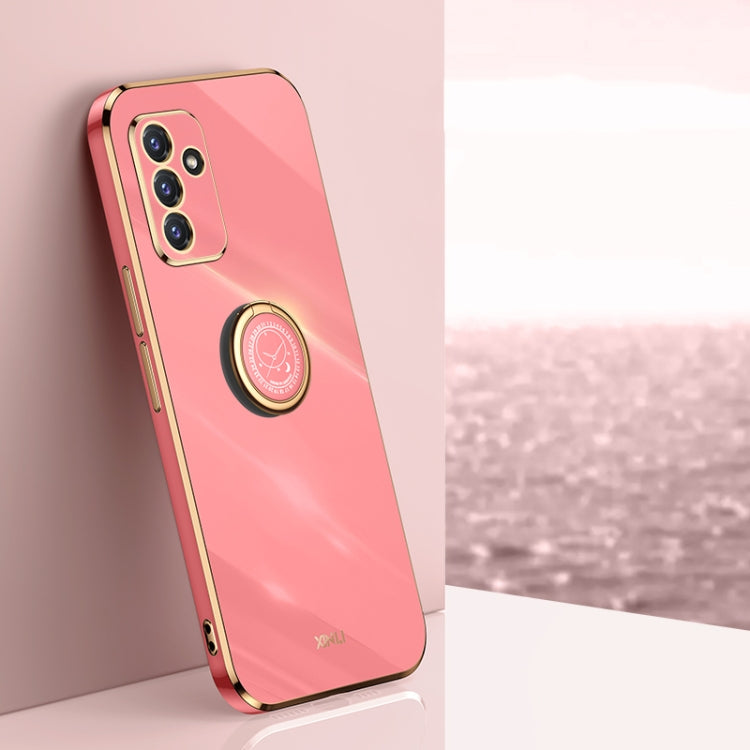 For Samsung Galaxy A82 5G XINLI Straight 6D Plating Gold Edge TPU Shockproof Case with Ring Holder