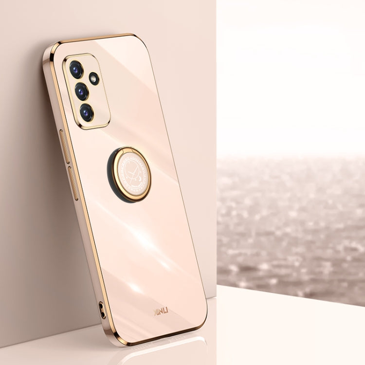 For Samsung Galaxy A82 5G XINLI Straight 6D Plating Gold Edge TPU Shockproof Case with Ring Holder