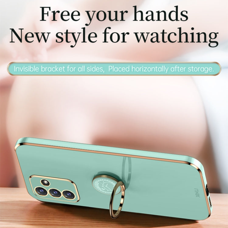 For Samsung Galaxy A82 5G XINLI Straight 6D Plating Gold Edge TPU Shockproof Case with Ring Holder