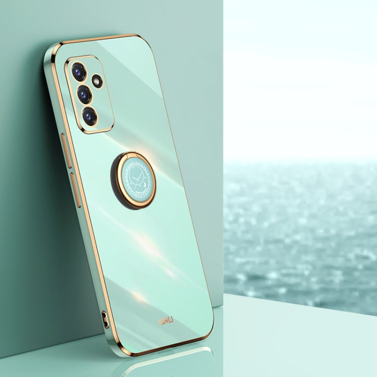 For Samsung Galaxy A82 5G XINLI Straight 6D Plating Gold Edge TPU Shockproof Case with Ring Holder