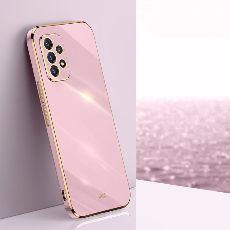 For Samsung Galaxy A52 5G XINLI Straight 6D Plating Gold Edge TPU Shockproof Case