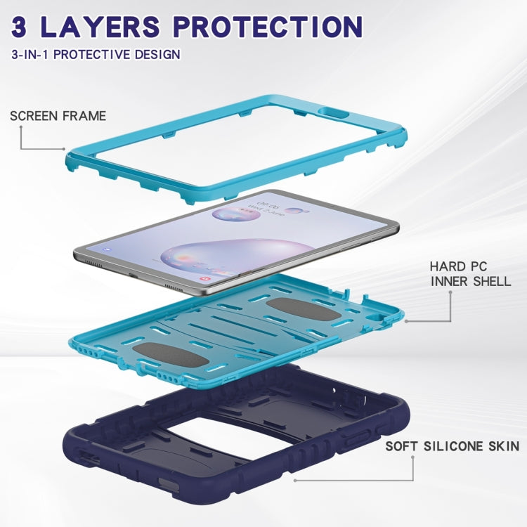 For Samsung Galaxy Tab A8.4 2020 T307 3-Layer Protection Screen Frame + PC + Silicone Shockproof Combination Case with Holder