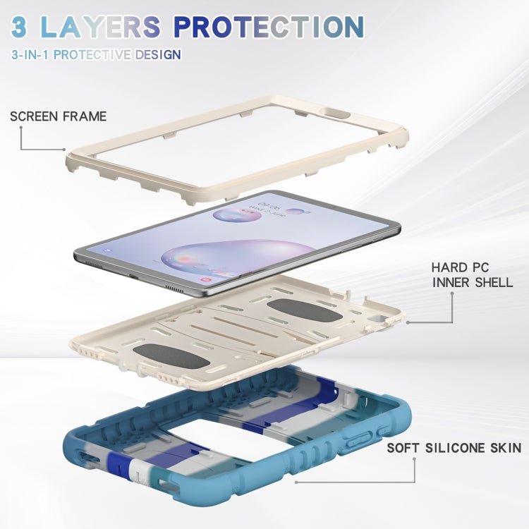 For Samsung Galaxy Tab A8.4 2020 T307 3-Layer Protection Screen Frame + PC + Silicone Shockproof Combination Case with Holder