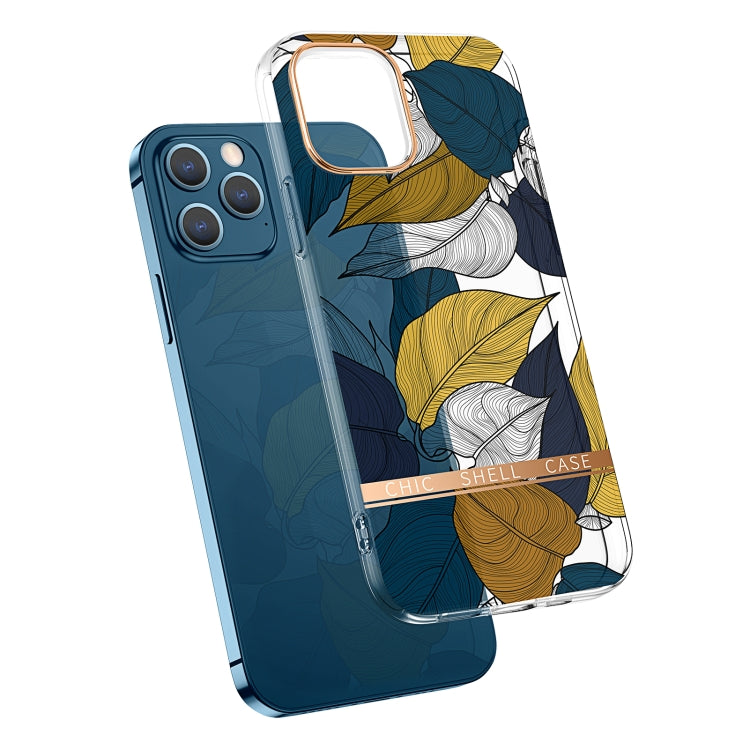 For iPhone 12 / 12 Pro High Translucent Electroplating Flower Pattern TPU + PC Shockproof Case