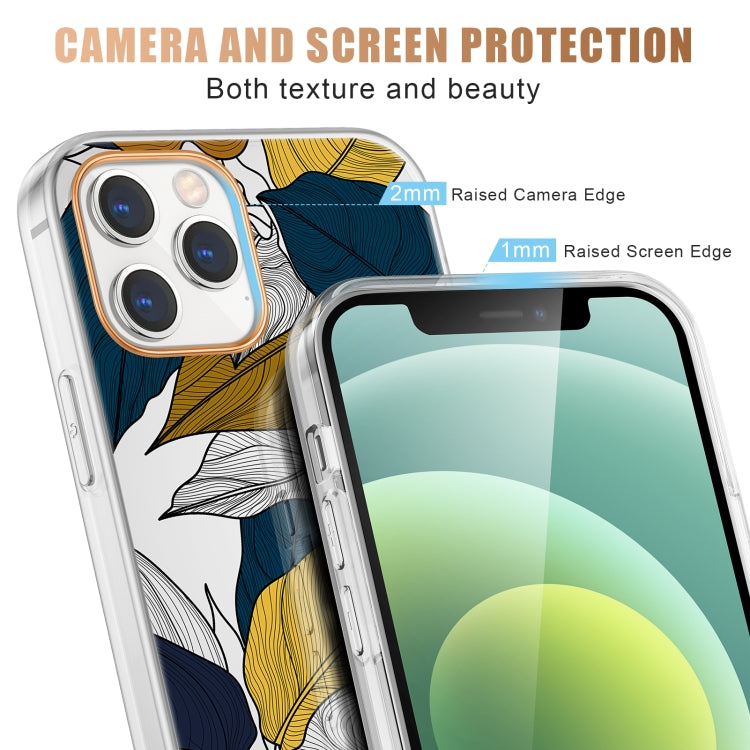 For iPhone 12 / 12 Pro High Translucent Electroplating Flower Pattern TPU + PC Shockproof Case