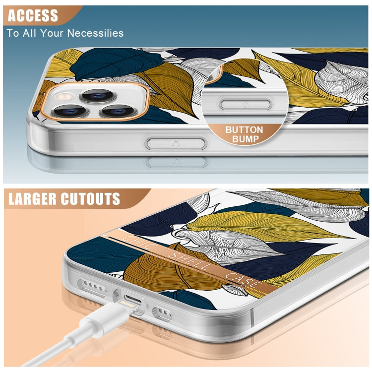 For iPhone 12 / 12 Pro High Translucent Electroplating Flower Pattern TPU + PC Shockproof Case