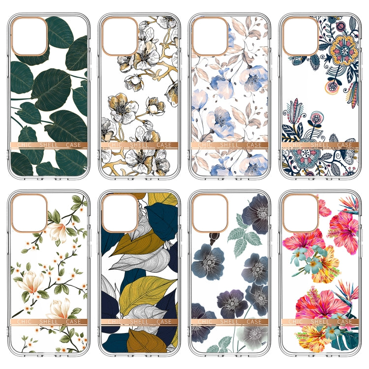 For iPhone 12 / 12 Pro High Translucent Electroplating Flower Pattern TPU + PC Shockproof Case