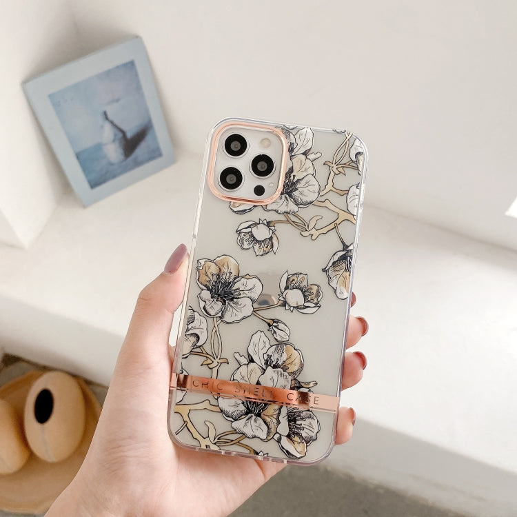 For iPhone 11 Pro Max High Translucent Electroplating Flower Pattern TPU + PC Shockproof Case